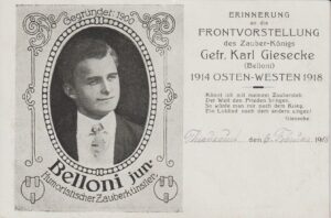Erinnerung an die Frontvorstellung des Zauber-Königs Gefr. Karl Giesecke (Belloni)